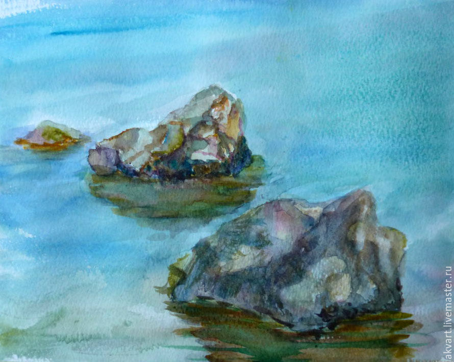 watercolor. landscape. stones, Pictures, Moscow,  Фото №1