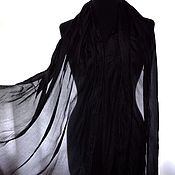 Аксессуары handmade. Livemaster - original item Silk scarf stole black big long. Handmade.