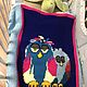 Children's blanket for the baby 'Sleeping owl' is connected with knitting needles, Gifts for newborns, Astrakhan,  Фото №1
