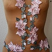Материалы для творчества handmade. Livemaster - original item Lace, applique. Pink roses. Handmade.