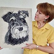 Картины и панно handmade. Livemaster - original item Wool paintings Portrait of a Schnauzer Puppy Wall Panel.. Handmade.