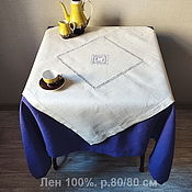 Для дома и интерьера handmade. Livemaster - original item Linen tablecloth, stitch embroidery 80/80 cm.. Handmade.