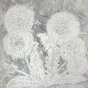 Картины и панно handmade. Livemaster - original item Painting with dandelions on a silver background 