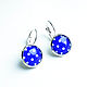 Silver plated earrings 'Polka dots' (blue), Earrings, Moscow,  Фото №1