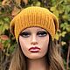 Вязаная шапка-бини горчичного цвета. Шапки. Hat&Scarf (вязаные аксессуары). Интернет-магазин Ярмарка Мастеров.  Фото №2