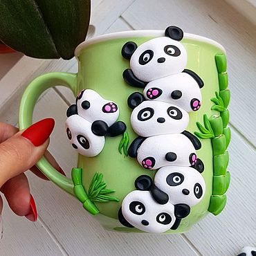 Посуда ручной работы. Ярмарка Мастеров - ручная работа Панды на кружке. Handmade.