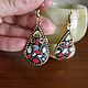 Earrings with green and red stones, Earrings, Mezhdurechensk,  Фото №1