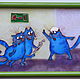 Stained glass painting Laborers. Blue cats by Rina, Sanuk. Free shipping. Pictures. Lik-vitraj (lik-vitraj). Online shopping on My Livemaster.  Фото №2