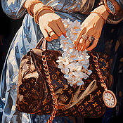 Картины и панно handmade. Livemaster - original item Picture of a Girl with a branded bag. Fashion illustration art. Handmade.