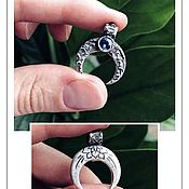 Широкое текстурное кольцо из серебра 999 пробы с хризопразом
