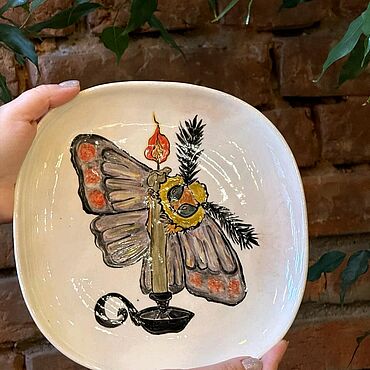 Посуда ручной работы. Ярмарка Мастеров - ручная работа Тарелка Фарфор Мотылёк. Handmade.