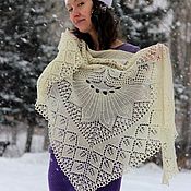 Аксессуары handmade. Livemaster - original item Ivory lace shawl, wedding shawl made of merino wool. Handmade.