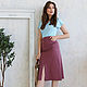 Cotton satin Bordeaux skirt, burgundy A-line skirt with a slit. Skirts. mozaika-rus. My Livemaster. Фото №4