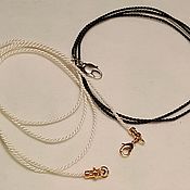 Украшения handmade. Livemaster - original item A pair of silk cords (white and black)1,5mm with a lock for any suspension. Handmade.