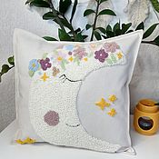 Для дома и интерьера handmade. Livemaster - original item Pillow children`s decorative carpet embroidery Month. Handmade.