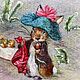 Кролик «Бенджамин Банни», вышивка гладью, картина, Картины, Новороссийск,  Фото №1