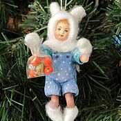 Сувениры и подарки handmade. Livemaster - original item Christmas toys: Cotton wool Bunny. Handmade.