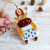 Сувениры и подарки handmade. Livemaster - original item Christmas toys: Christmas decoration Bull, glass decor. Handmade.