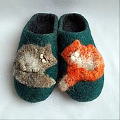 Обувь ручной работы handmade. Livemaster - original item Felted Furry cats sneakers. Handmade.