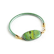 Украшения handmade. Livemaster - original item Designer green agate bracelet, leather bracelet with stone. Handmade.