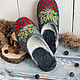 Felted women's felt slippers made of merino wool with cosmetics