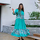 Boho maxi dress made of viscose turquoise 3 tiers. Dresses. NATALINI. My Livemaster. Фото №6