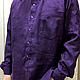 Мужская рубашка из льна с фиксатором длины рукава Темно-фиолетовая. Рубашки мужские. Alavi_Nature_Lux. Интернет-магазин Ярмарка Мастеров.  Фото №2