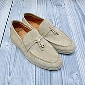 Обувь ручной работы handmade. Livemaster - original item Women`s loafers made of natural suede, in beige color!. Handmade.