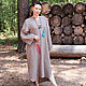 Linen floor-length dress with embroidery Feathers cocoa color. Dresses. natali. Online shopping on My Livemaster.  Фото №2
