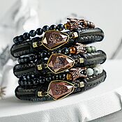 Украшения handmade. Livemaster - original item Sets of two bracelets leather-stones 