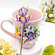  "Ирисы" из полимерной глины. Кружки и чашки. Flowerdecor337. Ярмарка Мастеров.  Фото №4