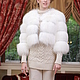 Шуба полушубок жилет из белой полярной лисы (перфорация)   Polar fox fur coat and vest gilet fur sleeveless