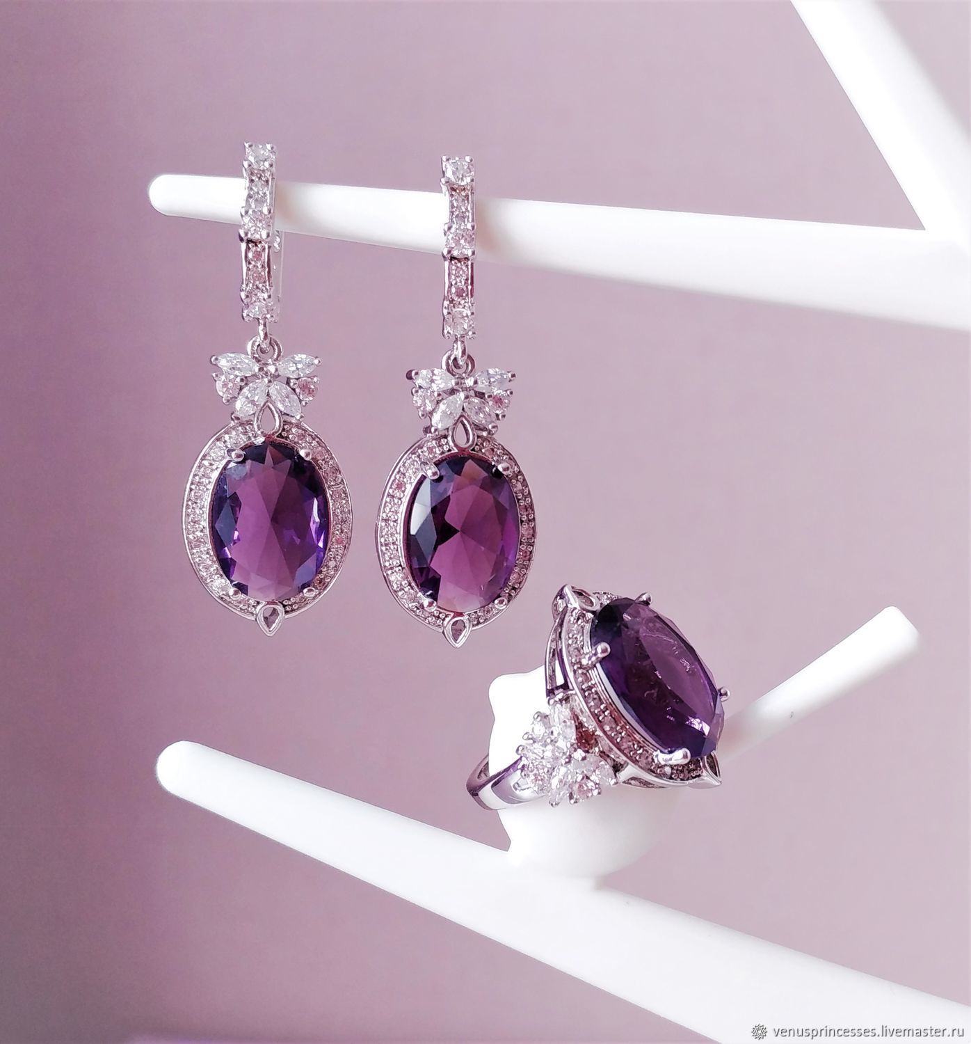 AMETHYST Purple Rhinestone Jewelry Set Necklace Earrings for Cissy 20-22" Doll 