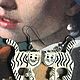 Earrings 'Striped cats', acrylic, handmade, Europe, Vintage earrings, Arnhem,  Фото №1