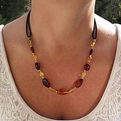 Работы для детей, handmade. Livemaster - original item Amber beads choker made of natural amber on a suede cord. Handmade.
