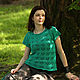 Top, blusa de algodón Verde turquesa'. Tanks. IRINA GRUDKINA Handmade Knitwear. Ярмарка Мастеров.  Фото №4