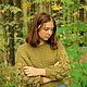 Women's olive sweater voluminous sleeves. Sweaters. imknitwear. My Livemaster. Фото №4