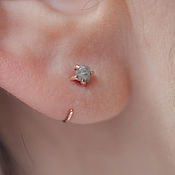 Gold Evil eye stud earrings - Tiny stud earrings - Ruby Evil eye studs
