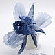 Iris silk 'Beautiful cobalt'. Brooch. Brooches. Nury Silk Flowers Kazakhstan (nurysilkflowers). Online shopping on My Livemaster.  Фото №2