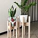 Подставка для цветов "Аш", массив дуба. Цветочные подставки. Lagom Home Wood. Ярмарка Мастеров.  Фото №8
