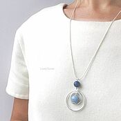 Украшения handmade. Livemaster - original item Blue-blue Blizzard necklace elongated on a chain blue with stone. Handmade.