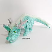 Куклы и игрушки handmade. Livemaster - original item Amigurumi dolls and toys: Knitted mint-colored dragon. Handmade.