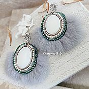 Украшения handmade. Livemaster - original item Mink earrings with white mother-of-pearl 