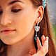 Blue earrings 'Forget-me-not'. Earrings with rock crystal, Earrings, Gus-Khrustalny,  Фото №1