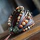 Wide leather bracelet with stones 'Red'. Bead bracelet. Ekaterina Rud ( stylish stones ). Online shopping on My Livemaster.  Фото №2