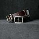 38 mm belt, black stitched with steel buckle. Straps. Maksim Akunin (odalgoods). Ярмарка Мастеров.  Фото №4