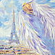 Oil painting on canvas. Lavender angel over Paris, Pictures, Moscow,  Фото №1