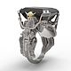 Ring 'the Viking Biker' with Topaz, silver and platinum, gold, Ring, Moscow,  Фото №1