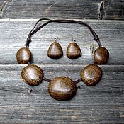 Украшения handmade. Livemaster - original item Necklace with earrings made of stained oak. Handmade.
