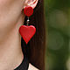 Серьги из кожи Сердцеедка. Кожаные серьги с говлитом. Серьги классические. Творческая мастерская OKuznecova. Интернет-магазин Ярмарка Мастеров.  Фото №2